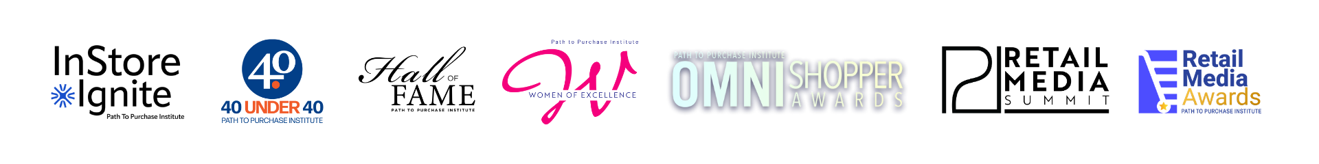 P2PI Events Logo Bar including Retail Media Summint, Hall of Fame, Instore Ignite and more