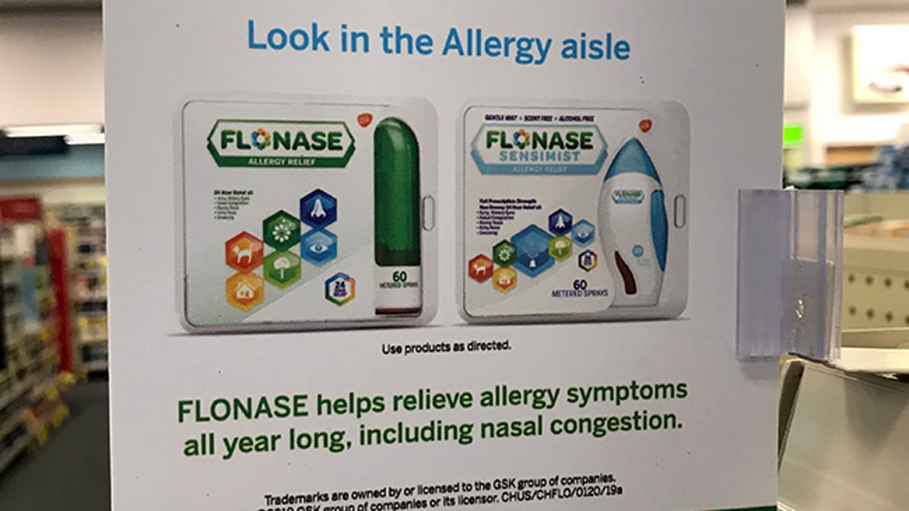 Flonase 'Stuffy Nose Releif?' CVS Shelf Talker