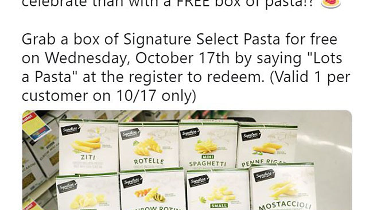 Jewel-Osco #NationalPastaDay Twitter Update