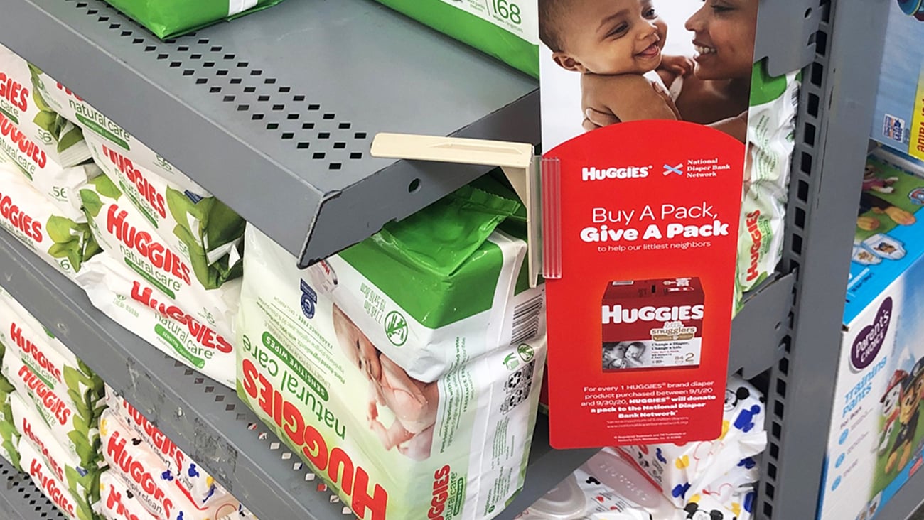 Huggies 'Buy a Pack, Give a Pack' Shelf Sign