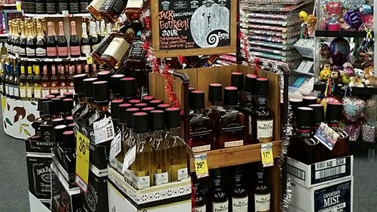 Jack Daniels Christmas Tree Aisle Display