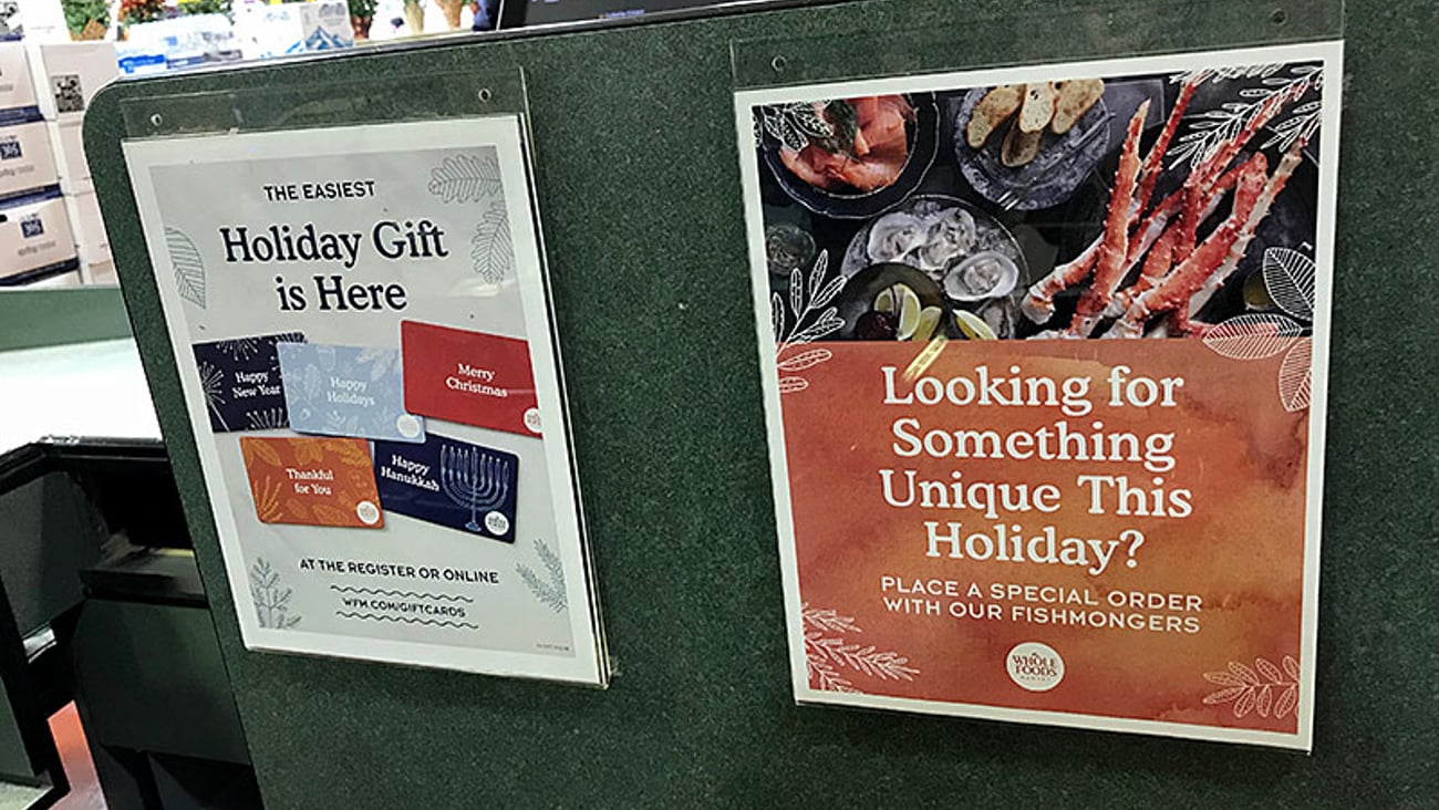 Whole Foods Holiday Checkout Signs