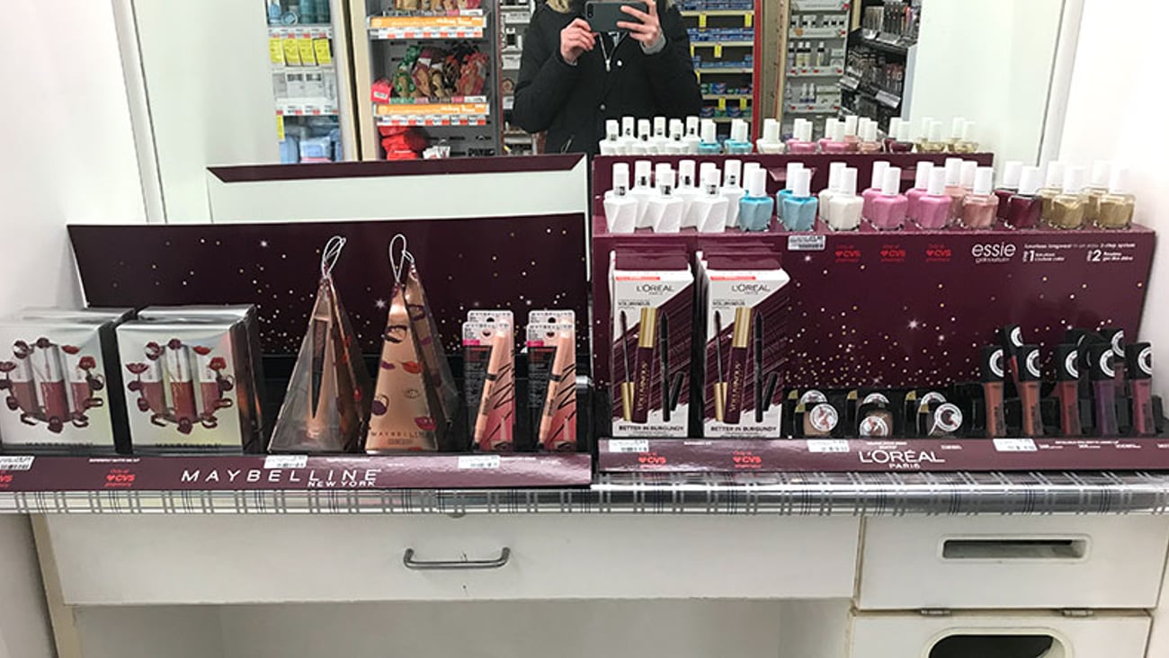 CVS L'Oreal Burgundy Shelf Trays