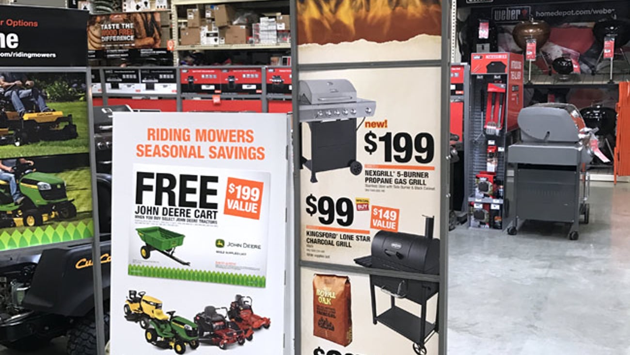 Home Depot 'Thrill of the Grill' Stanchion Sign