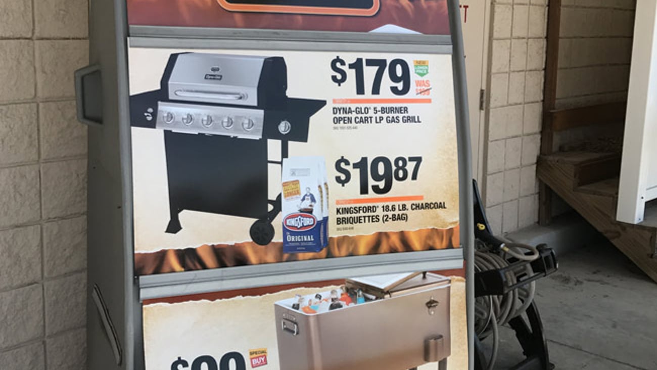 Home Depot 'Thrill of the Grill' Stanchion Sign