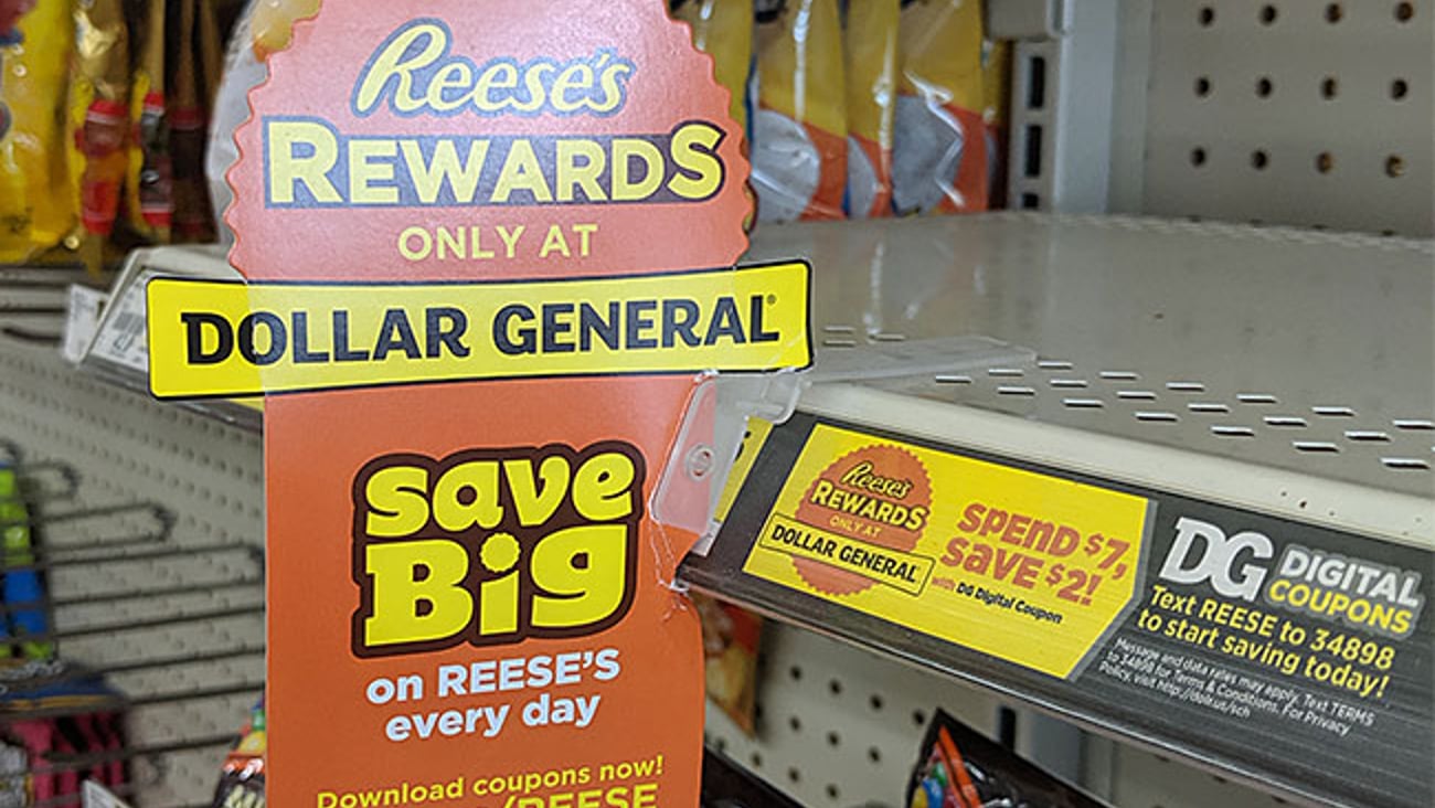 Dollar General Reese's 'Rewards' Shelf Talker