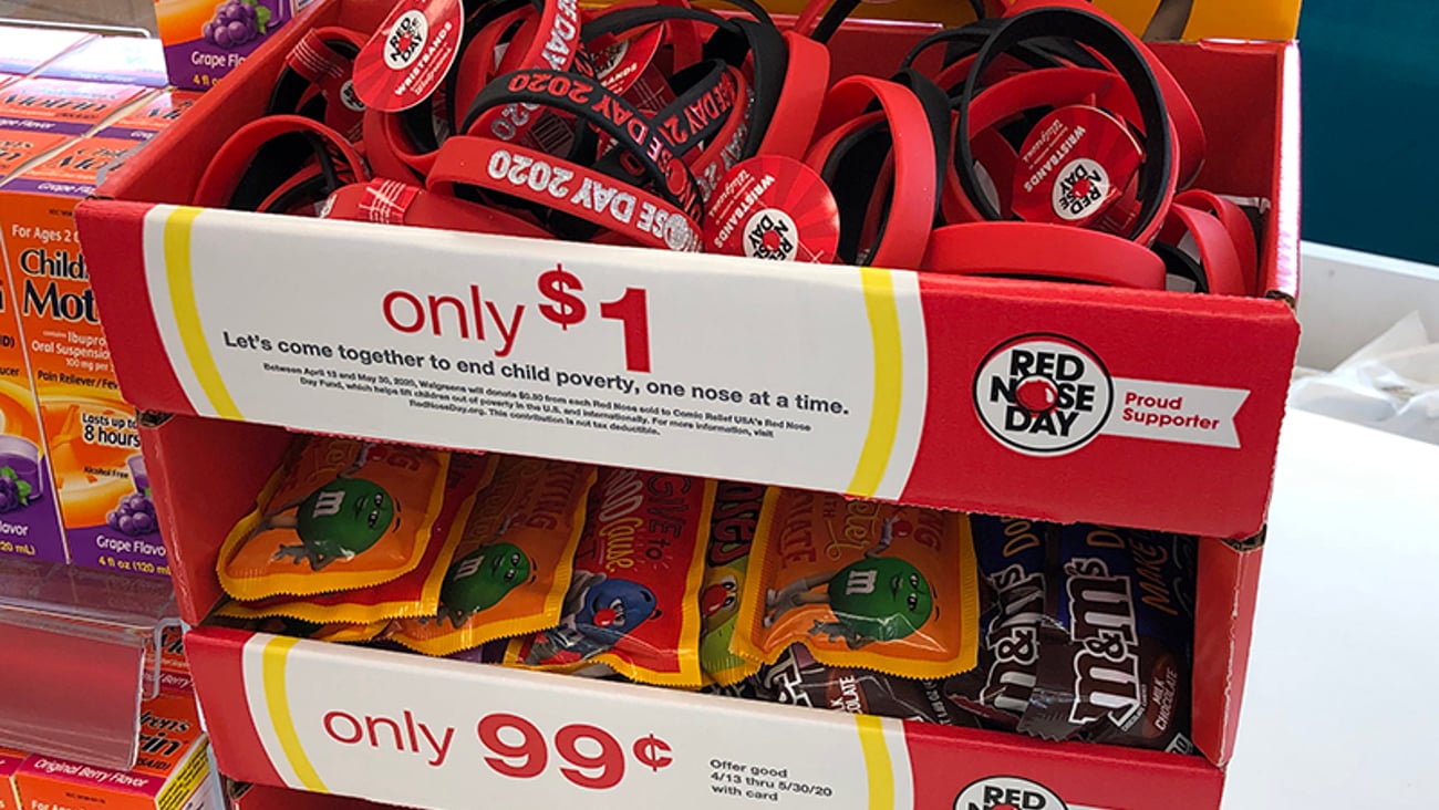 M&M's Walgreens Red Nose Day Counter Unit