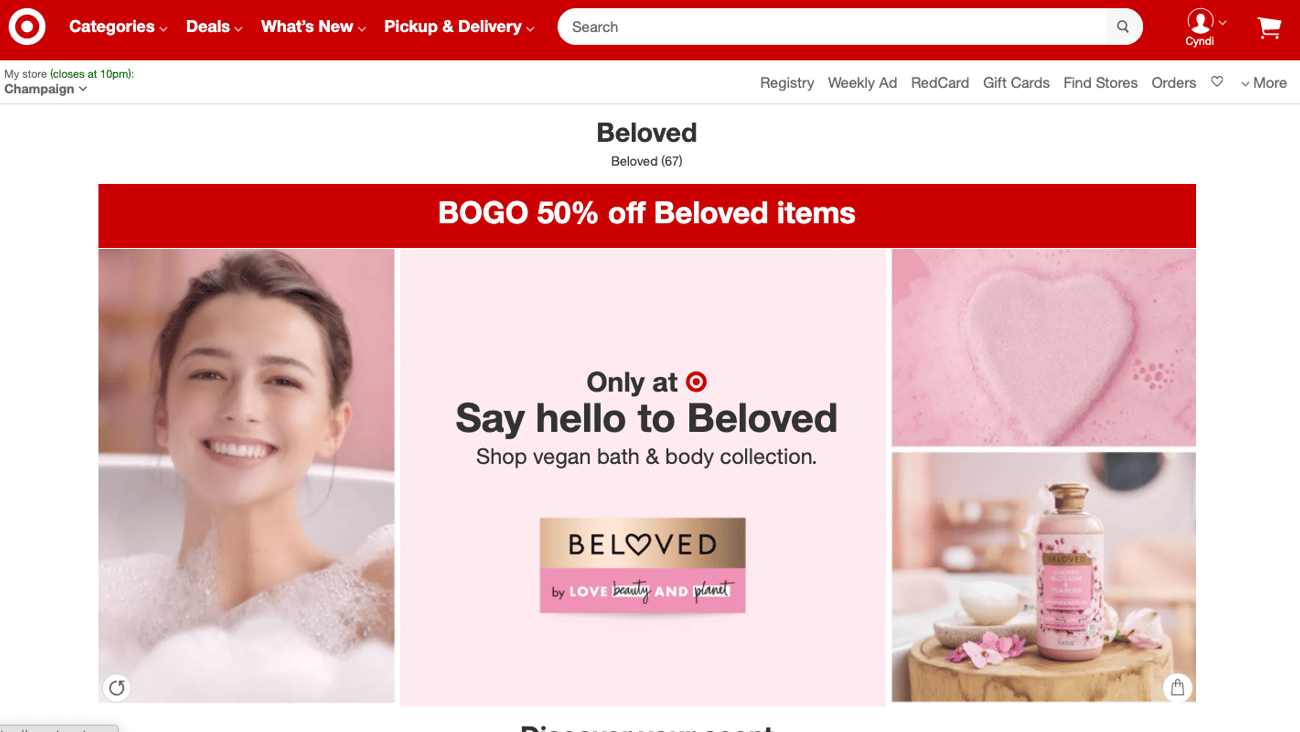 Target Beloved by Love Beauty and Planet Promotional Page 