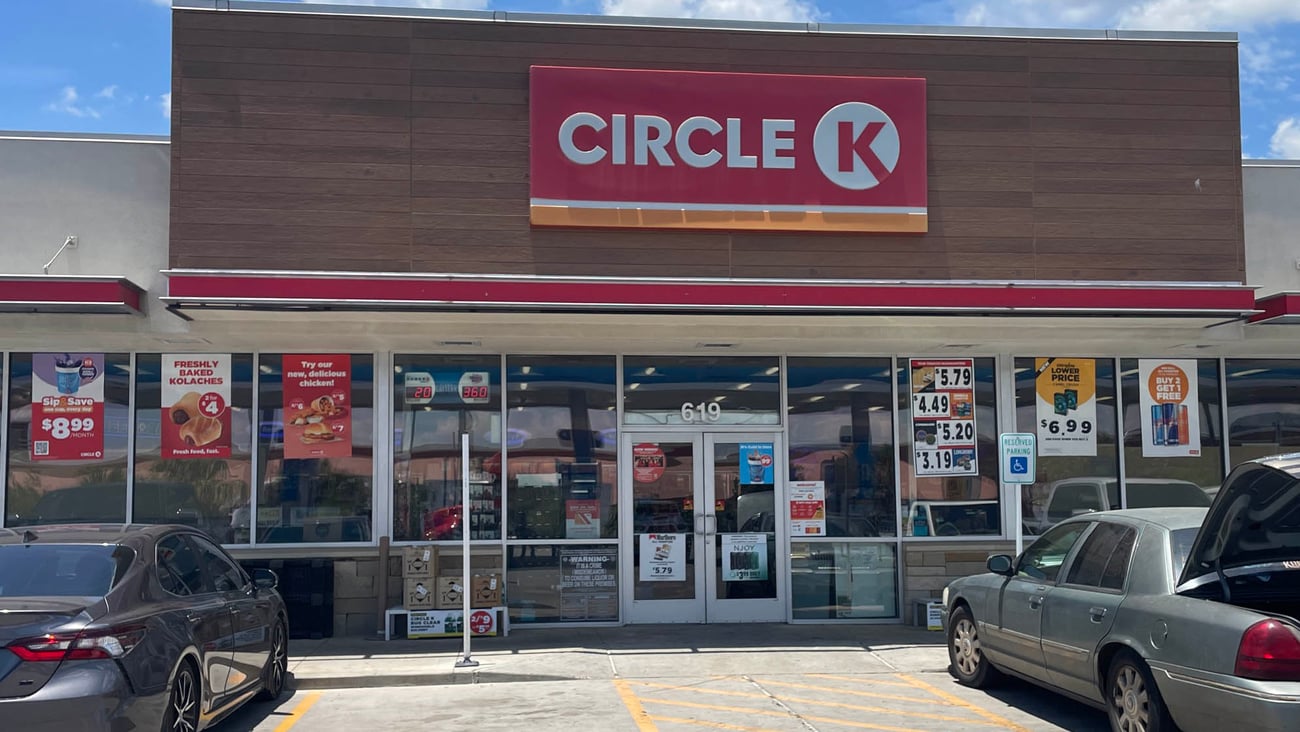 a car parked in front of a store