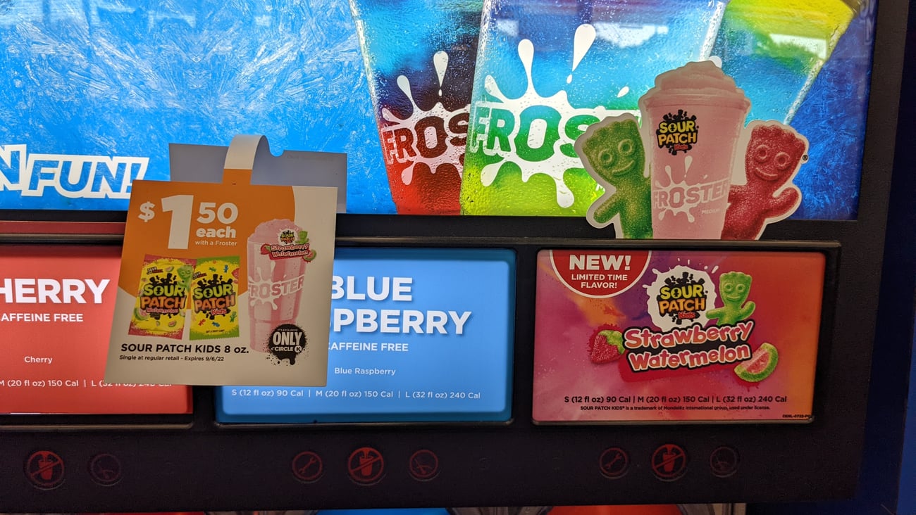 Circle K Sour Patch Kids Strawberry Watermelon Froster Display