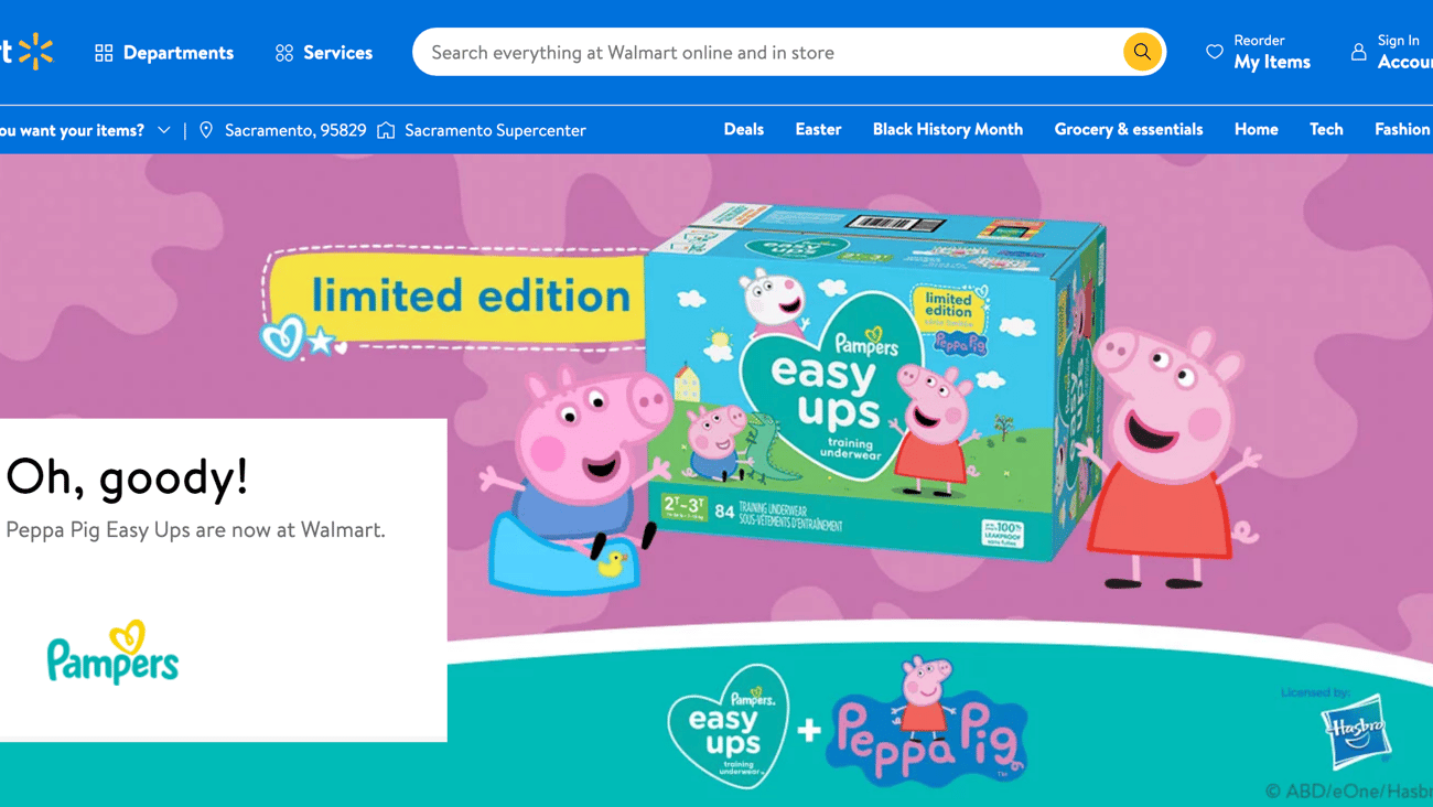 Walmart Pampers Easy Ups Peppa Pig Showcase