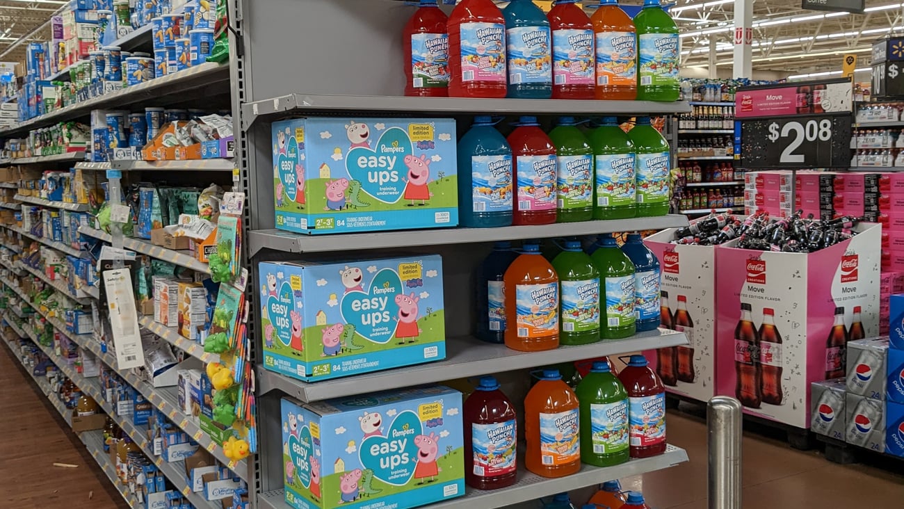 Pampers Easy Ups Walmart Peppa Pig Endcap