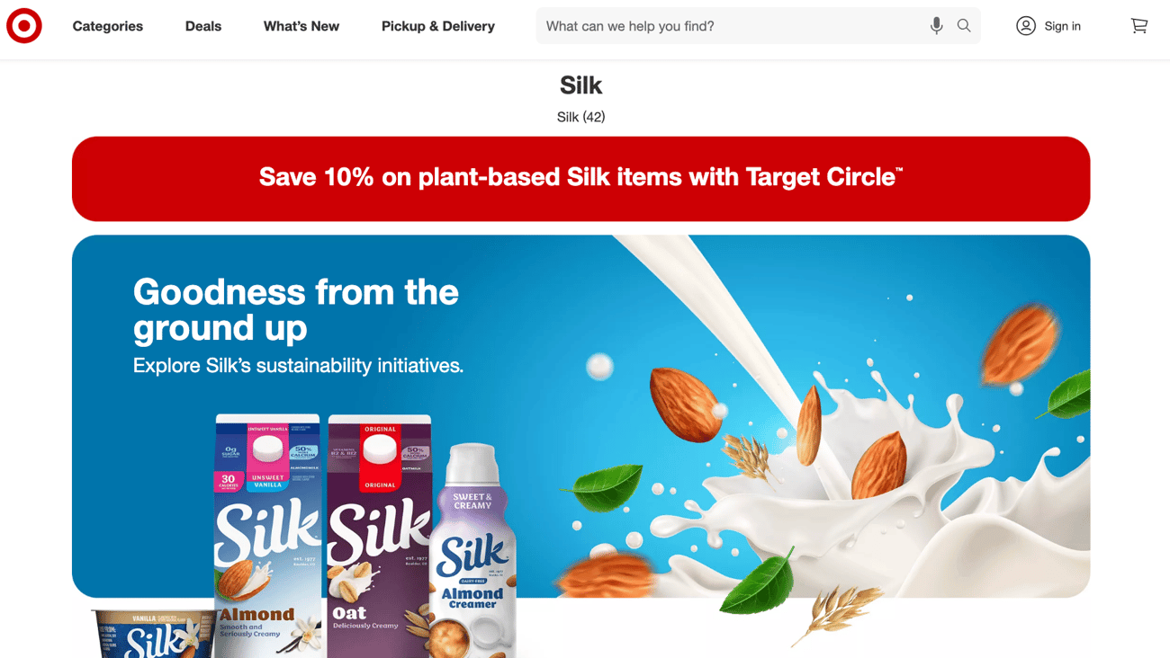 Target Silk 'Goodness from the Ground Up' Brand Page