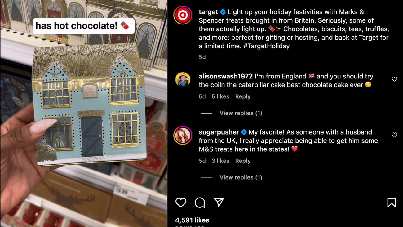 Target Marks & Spencer 'Light Up Your Holiday' Instagram Update