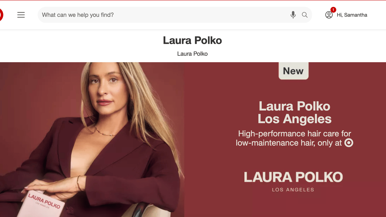 Target Laura Polko Los Angeles 'High-Performance Hair Care' Web Page
