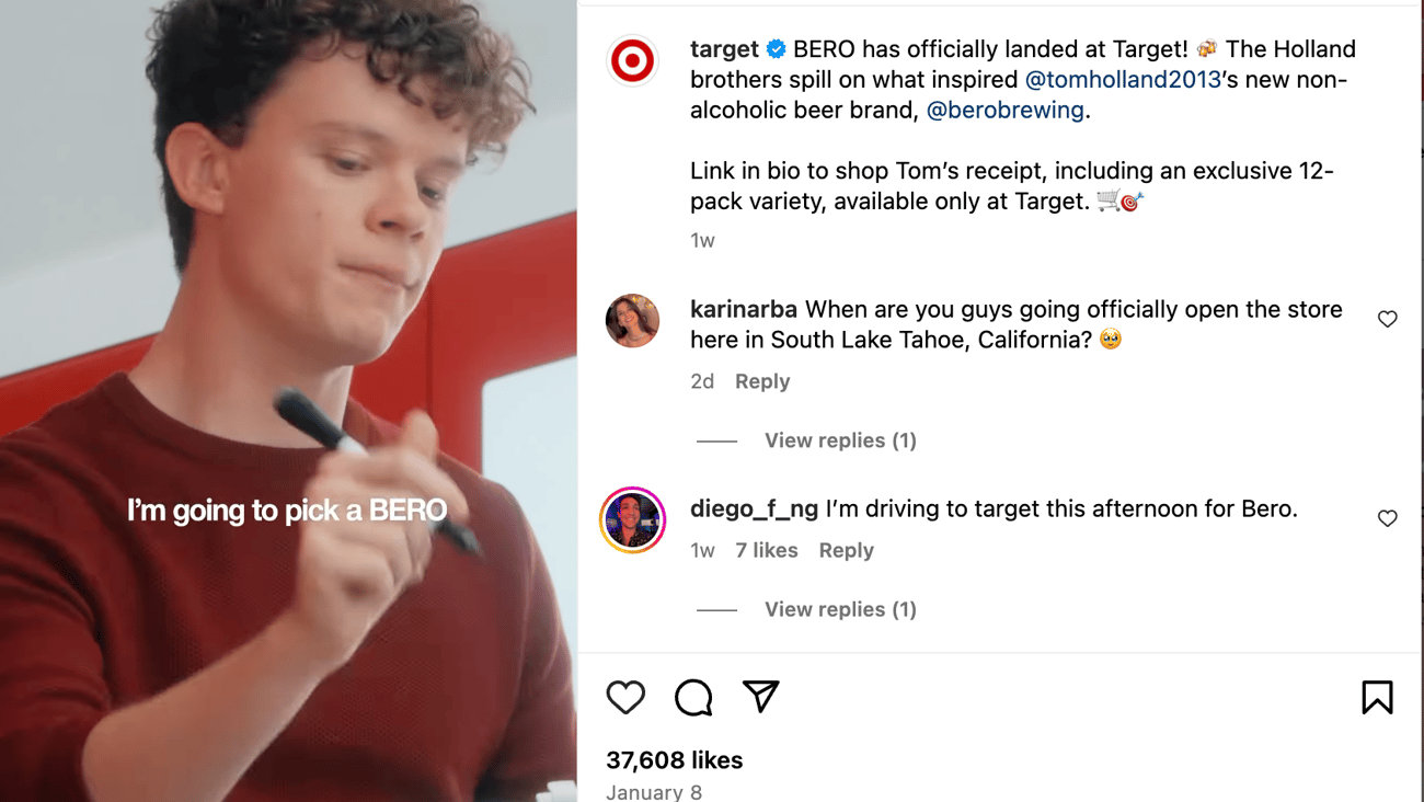 Target BERO 'Shop Tom's Receipt' Instagram Update