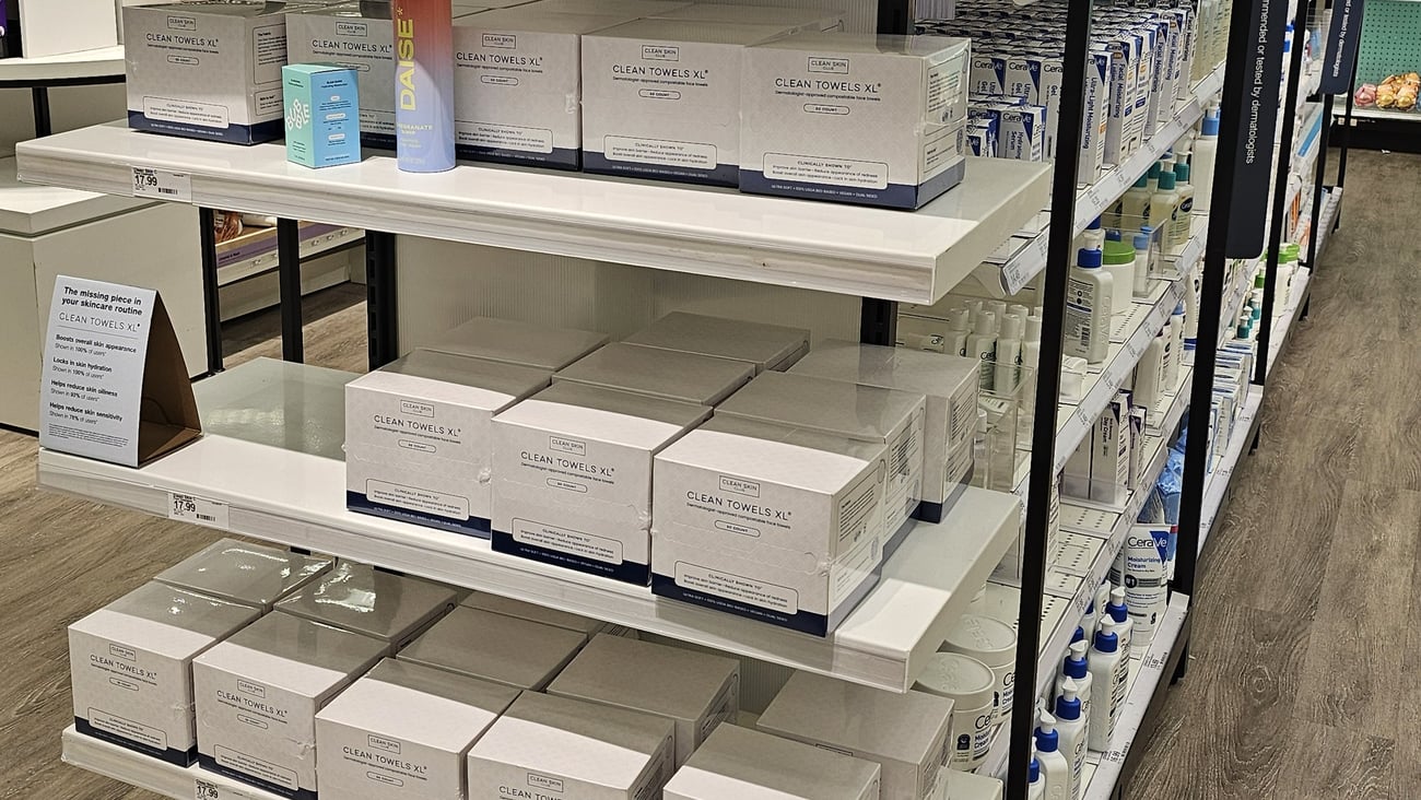 Target Clean Skin Club 'Dermatologist-Approved Face Towels' Endcap
