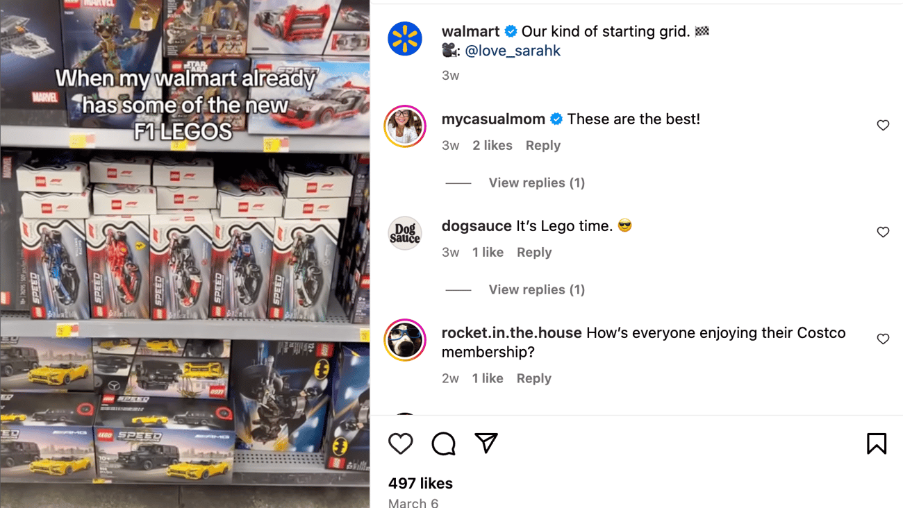 Walmart Lego 'Our Kind of Starting Grid' Instagram Update