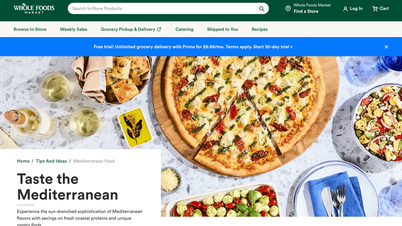 Whole Foods 'Taste the Mediterranean' Web Page