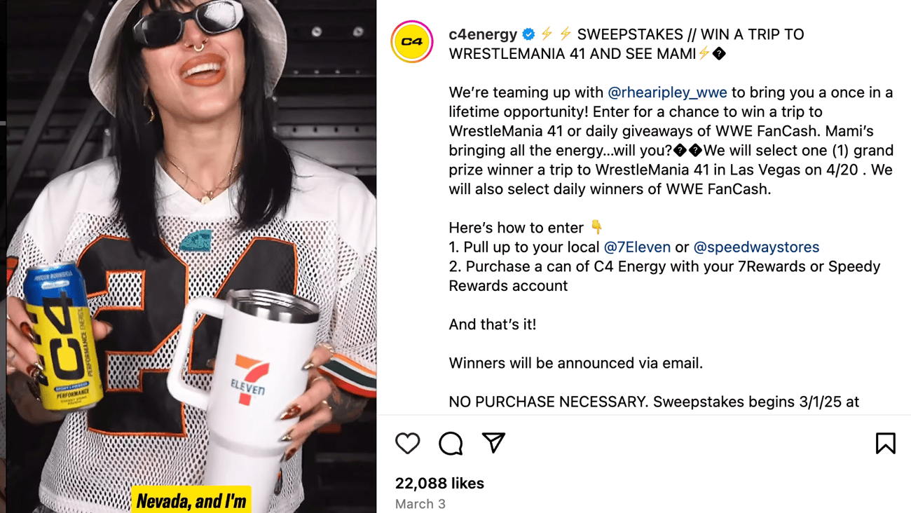 C4 7-Eleven 'Win a Trip to WrestleMania' Instagram Update