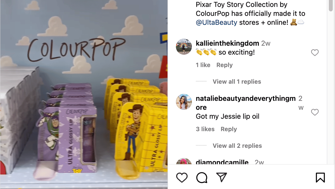 Toy Story Collection by ColourPop Ulta Instagram Update