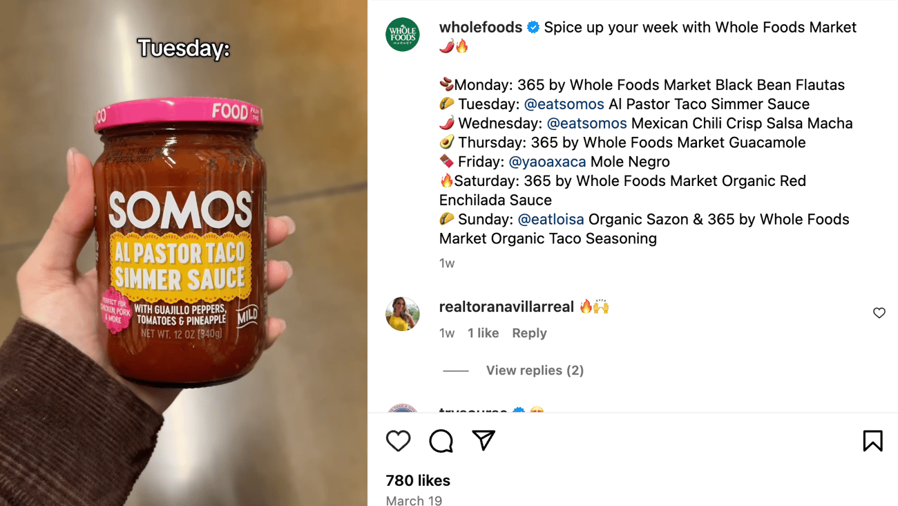Whole Foods 'Spice Up Your Week' Instagram Update