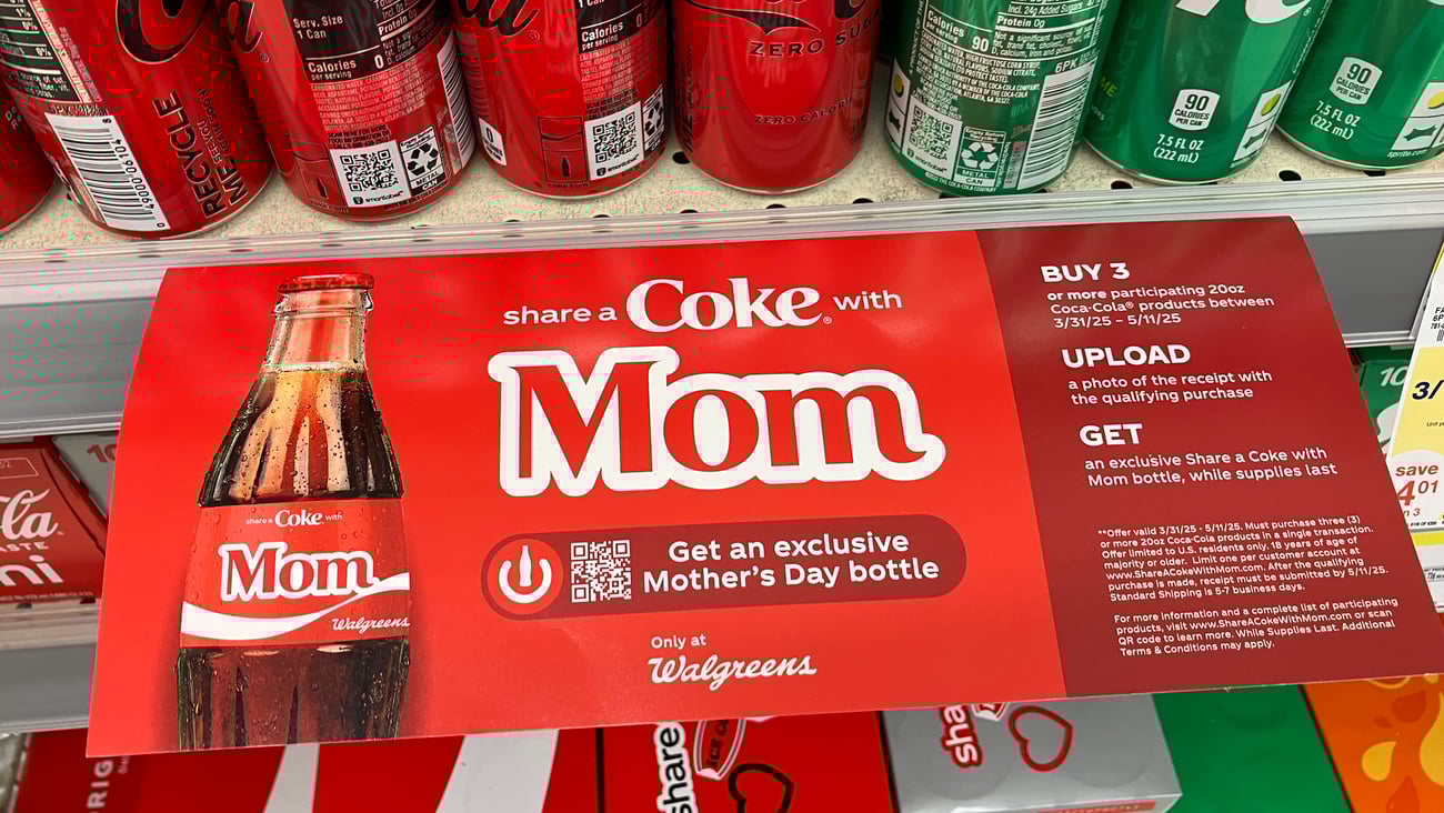 Walgreens 'Share a Coke with Mom' Shelf Sign