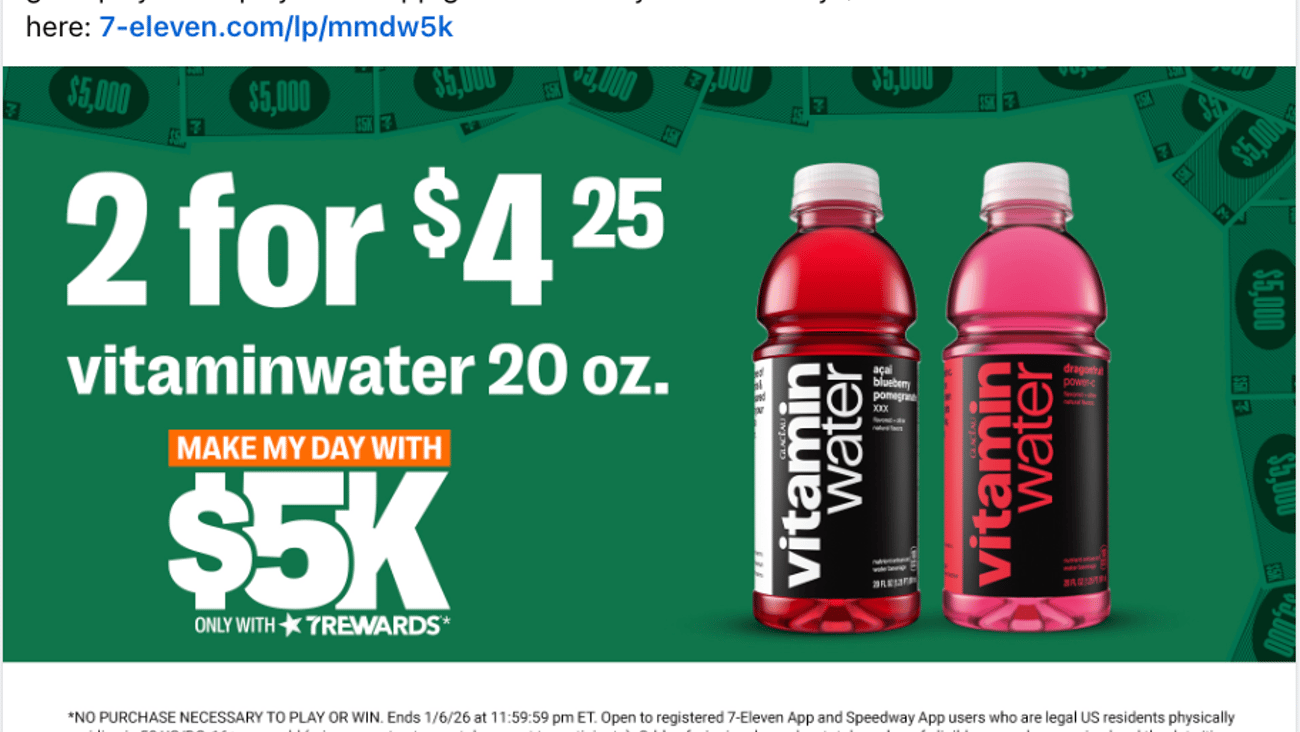 7-Eleven Vitaminwater 'Make My Day with $5K' Facebook Update