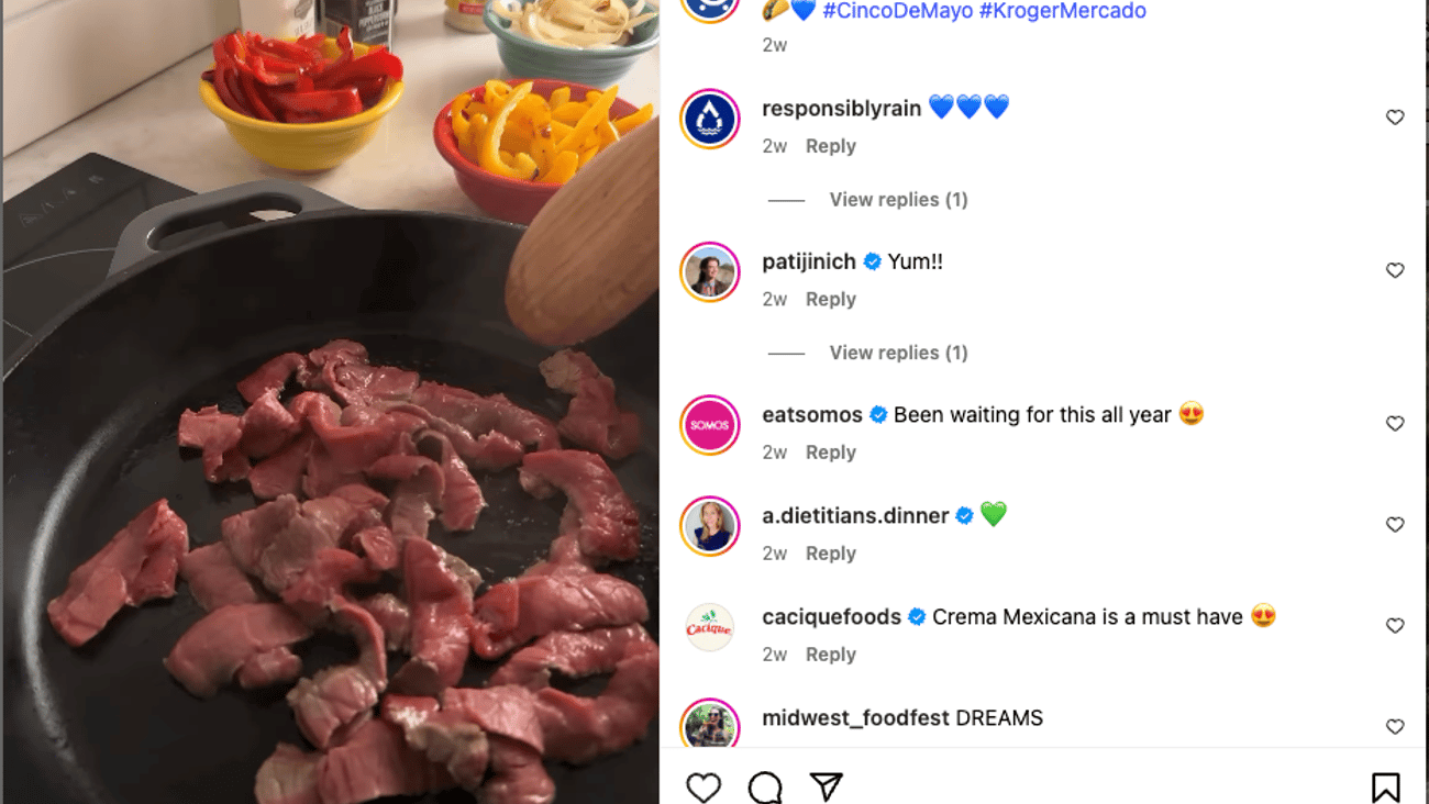 Kroger 'Celebrating Over Delicious Food' Instagram Update
