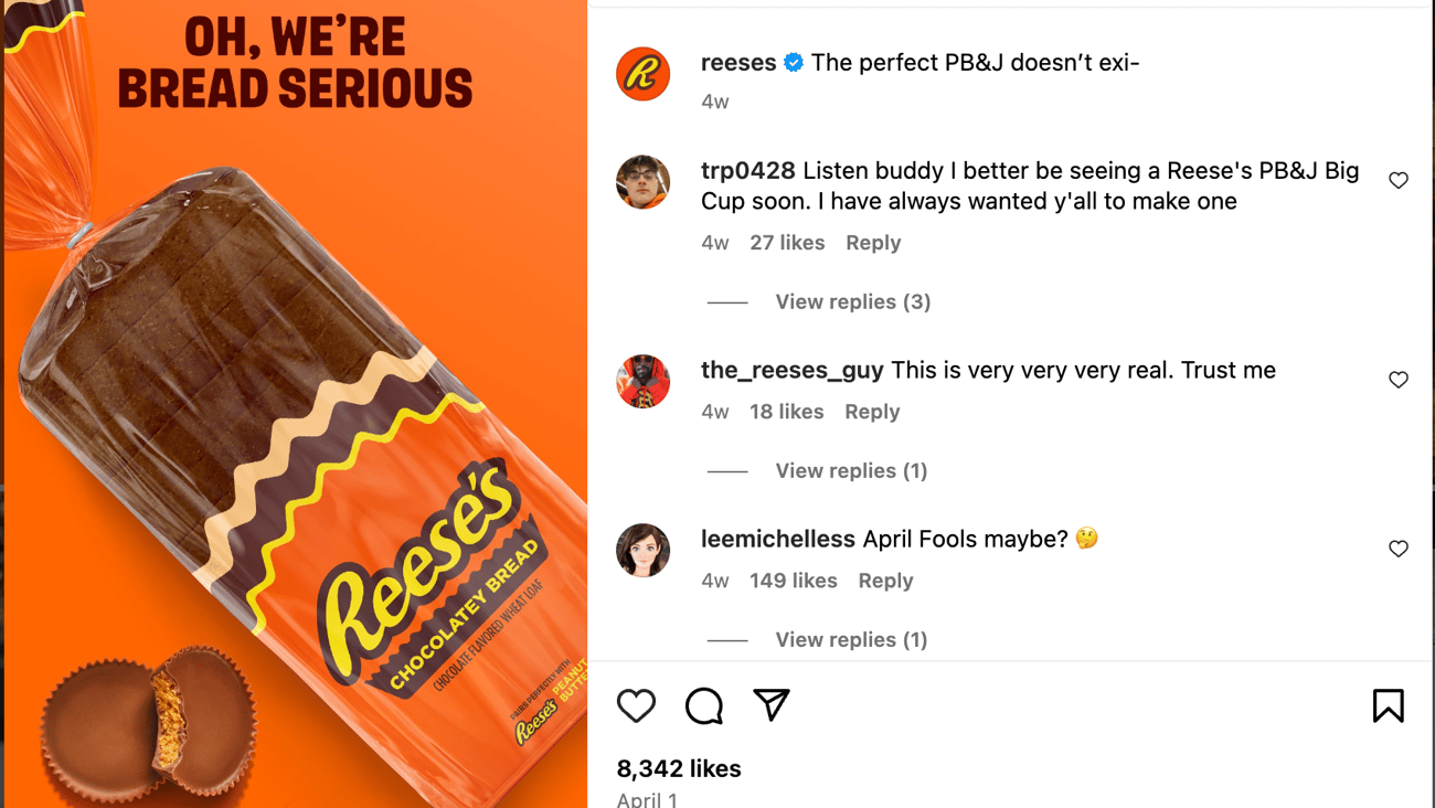 Reese's 'The Perfect PB&J' Instagram Update