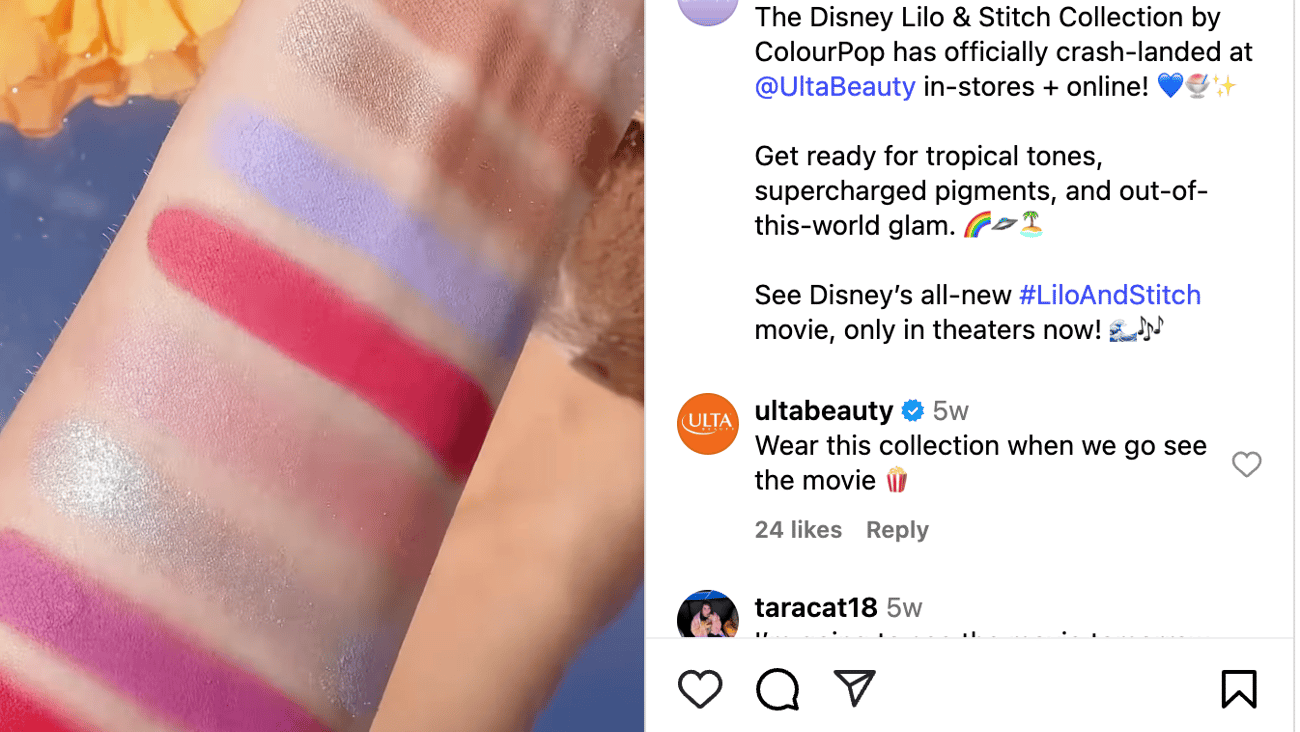 ColourPop Ulta Disney Lilo & Stitch Collection Instagram Update
