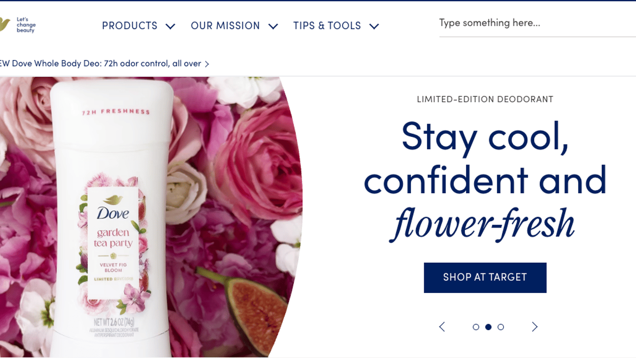Dove Target 'Stay Cool, Confident and Flower-Fresh' Carousel Ad