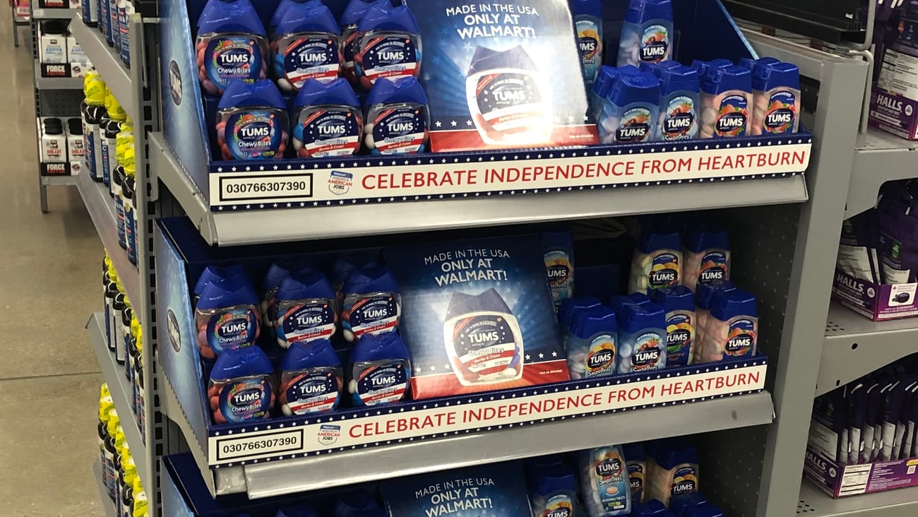 Walmart Tums 'Celebrate Independence from Heartburn' Aisle Display