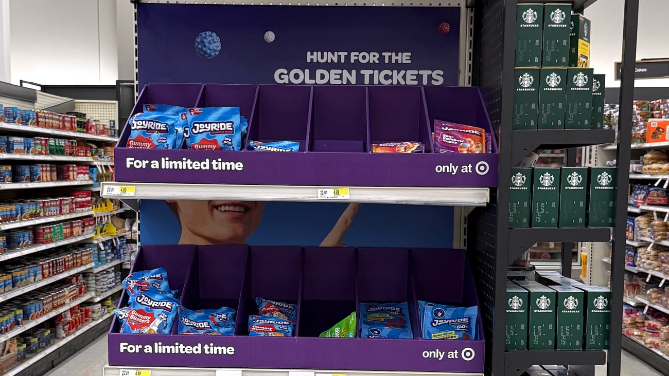 Target Joyride 'Hunt for the Golden Tickets' Endcap Display