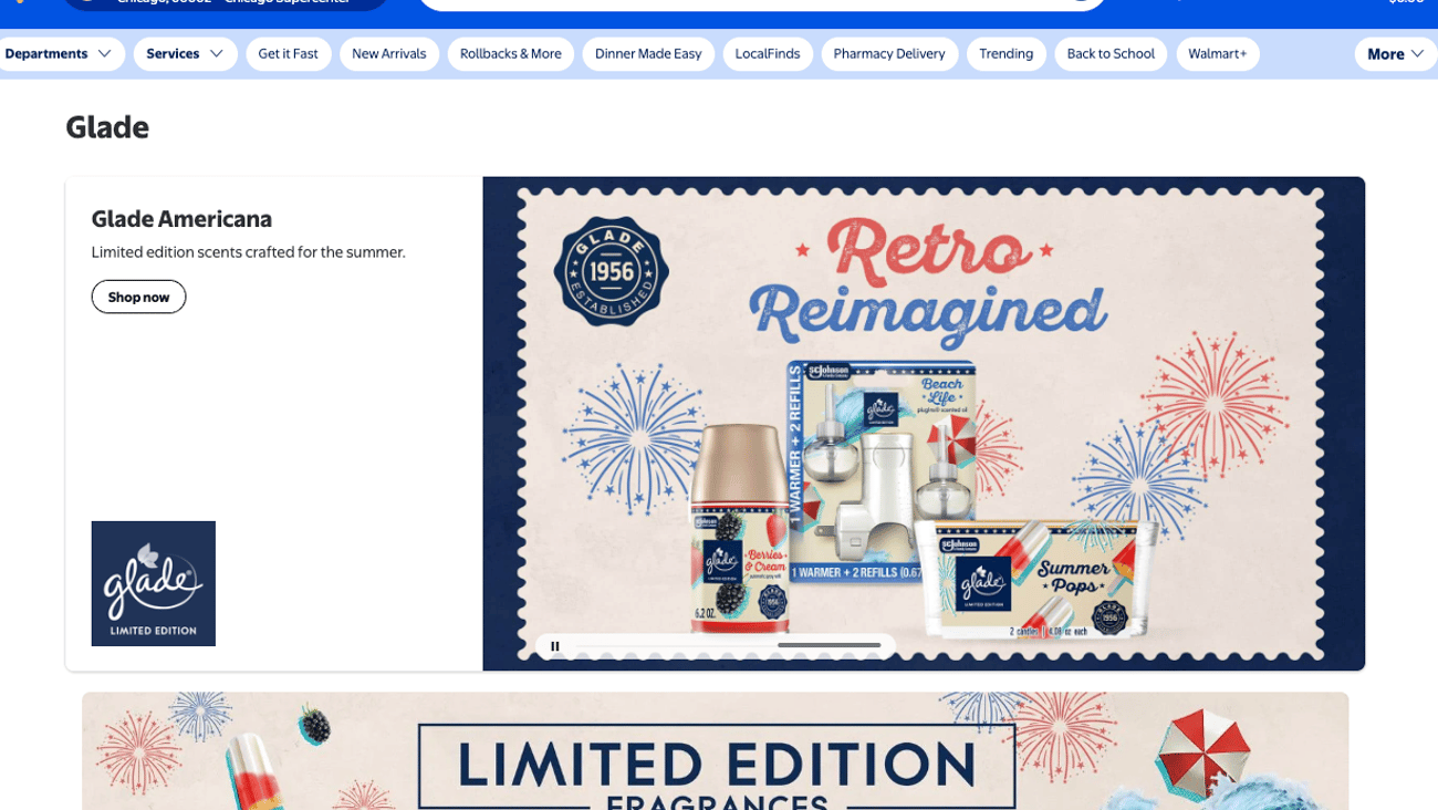 Walmart Glade Americana Web Page