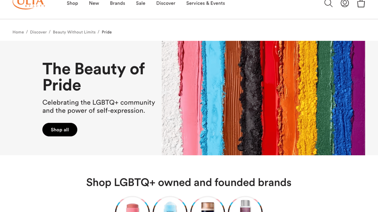 Ulta 'The Beauty of Pride' Web Page