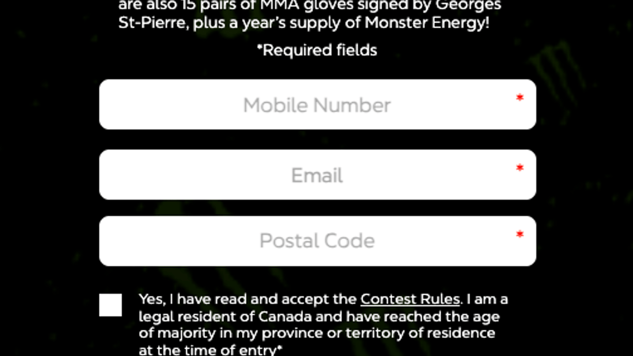 Circle K Monster Energy 'Win a Training Session with GSP' Web Page