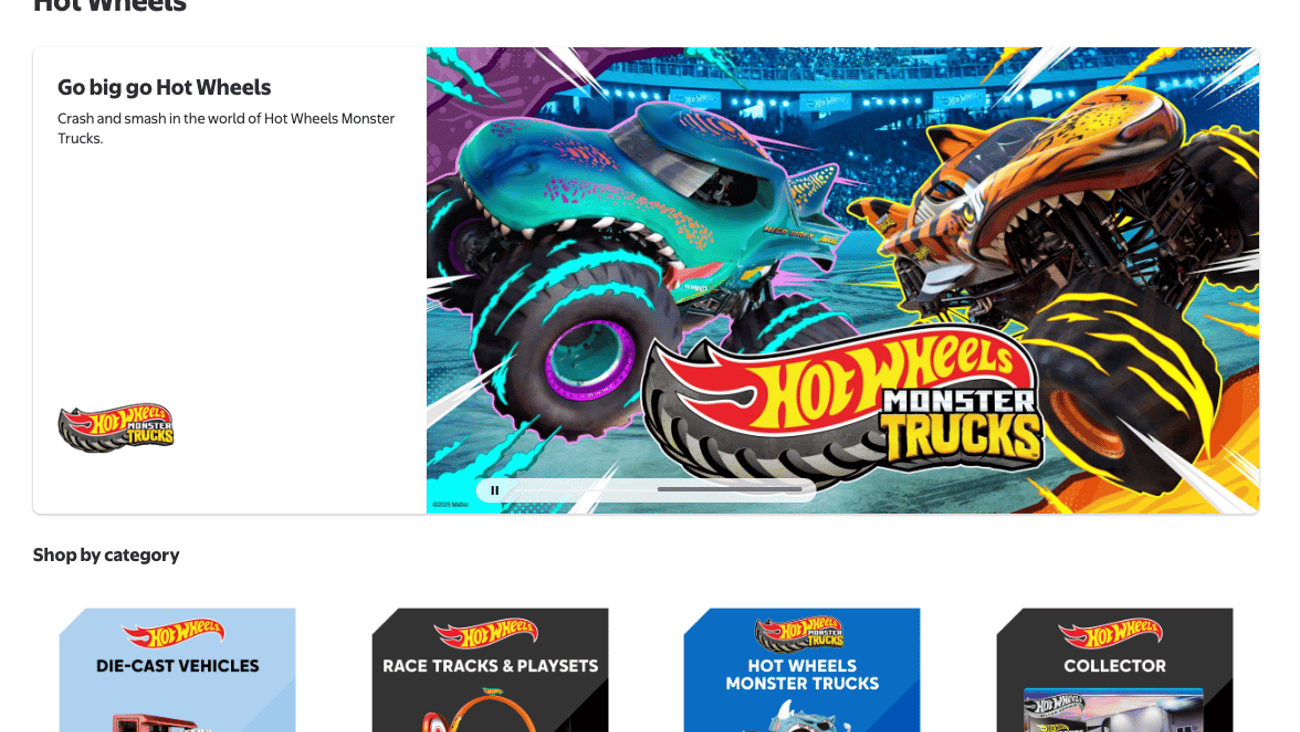 Walmart Hot Wheels Web Page