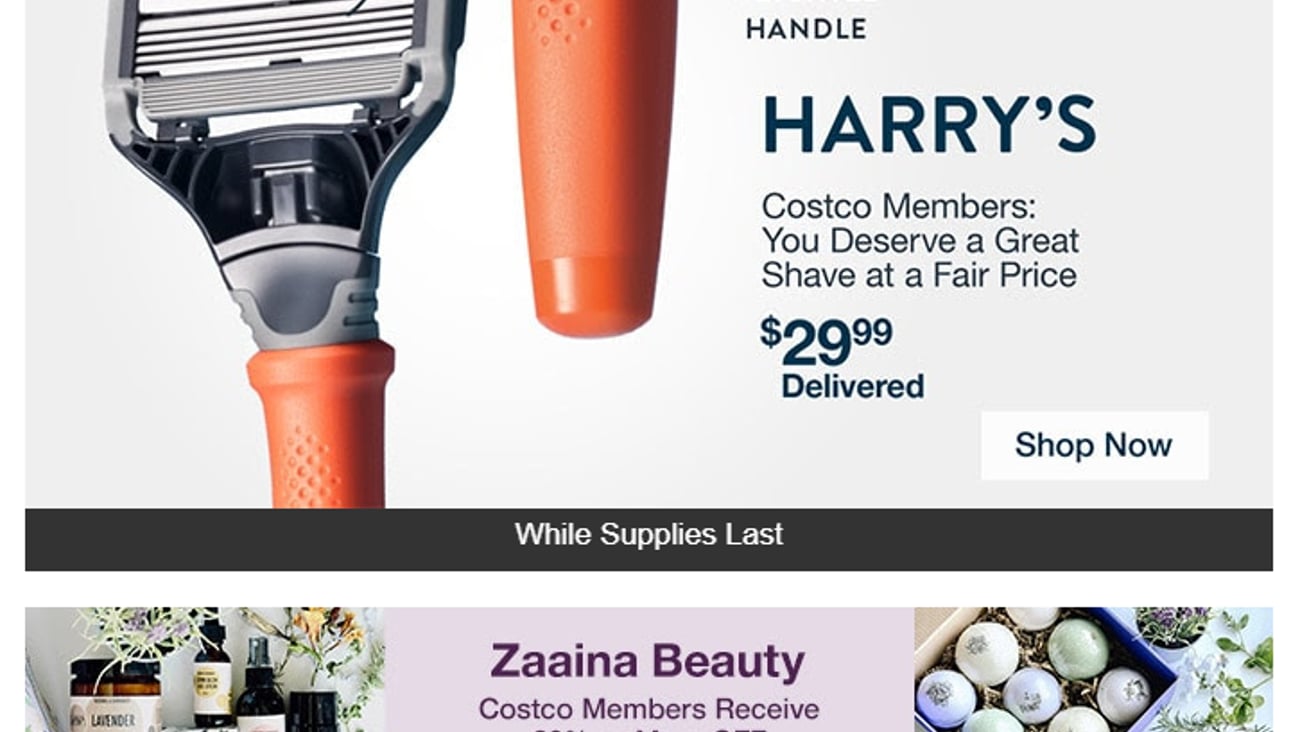 Costco Harry's Email Ad