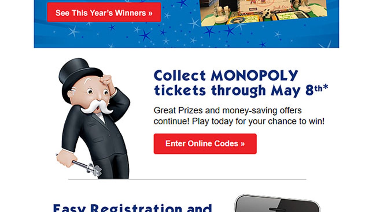 Jewel-Osco 'Monopoly' Email 