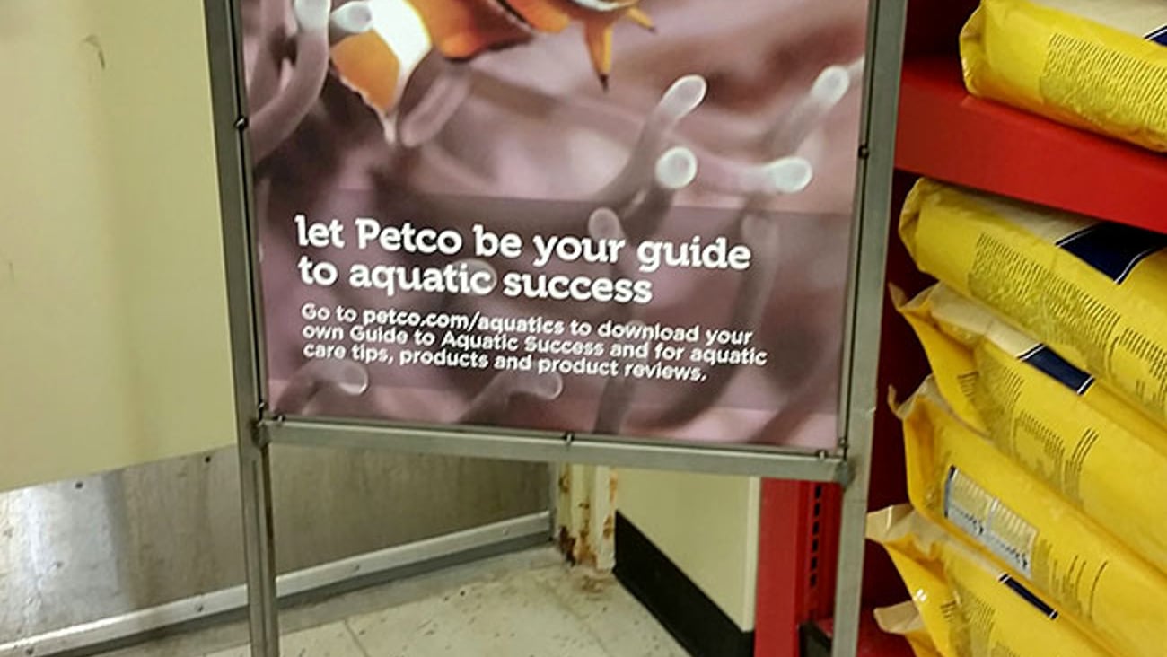 Petco 'Your Guide to Aquatic Success' Stanchion Sign