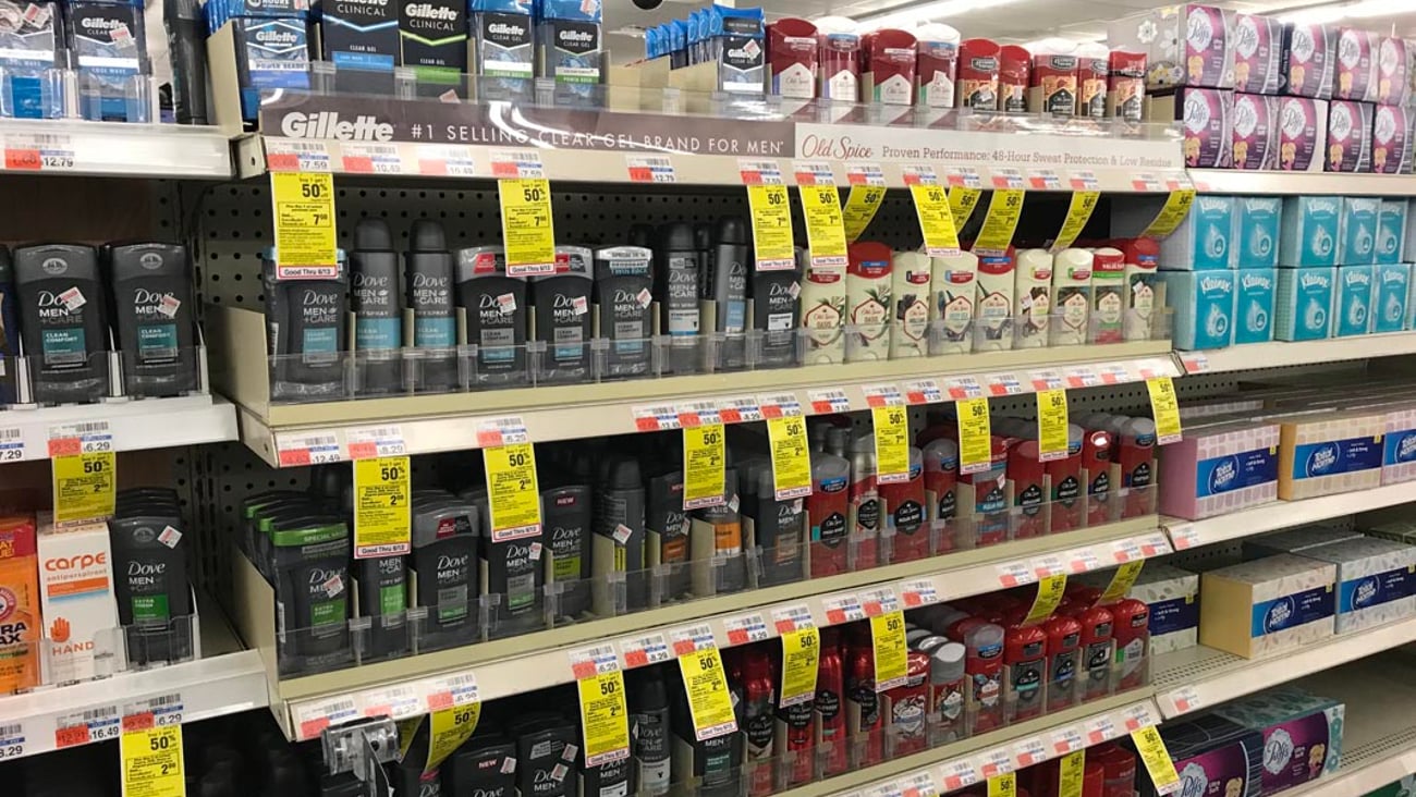 Gillette, Old Spice Deodorant CVS Shelf Signage