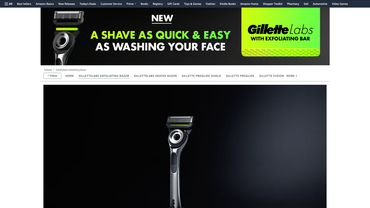 Amazon GilletteLabs with Exfoliating Bar Page