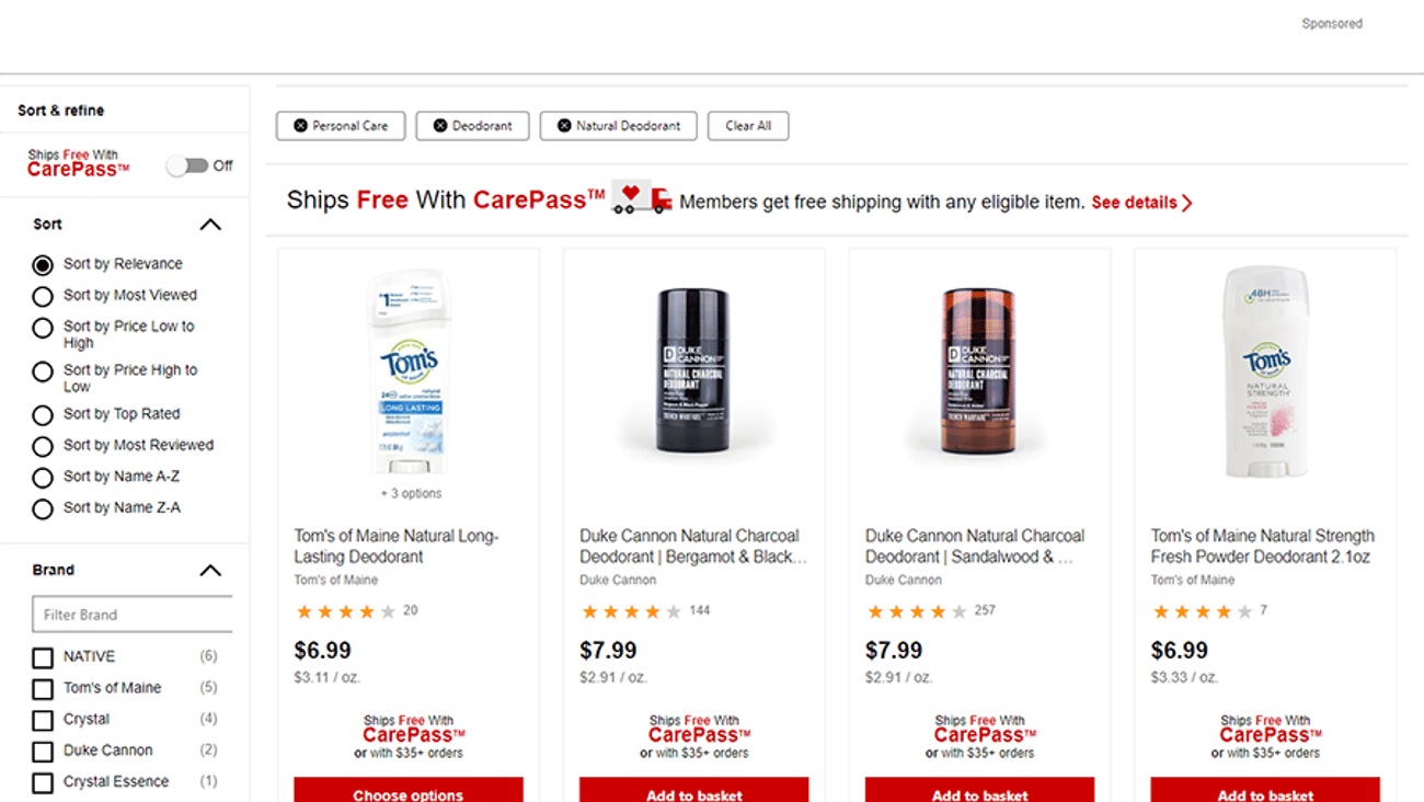 CVS 'Natural Deodorant' E-Commerce Shop