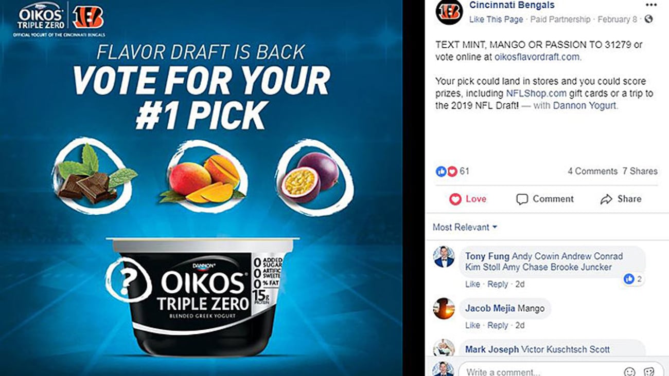 Cincinnati Bengals Oikos Kroger 'Flavor Draft' Facebook Update