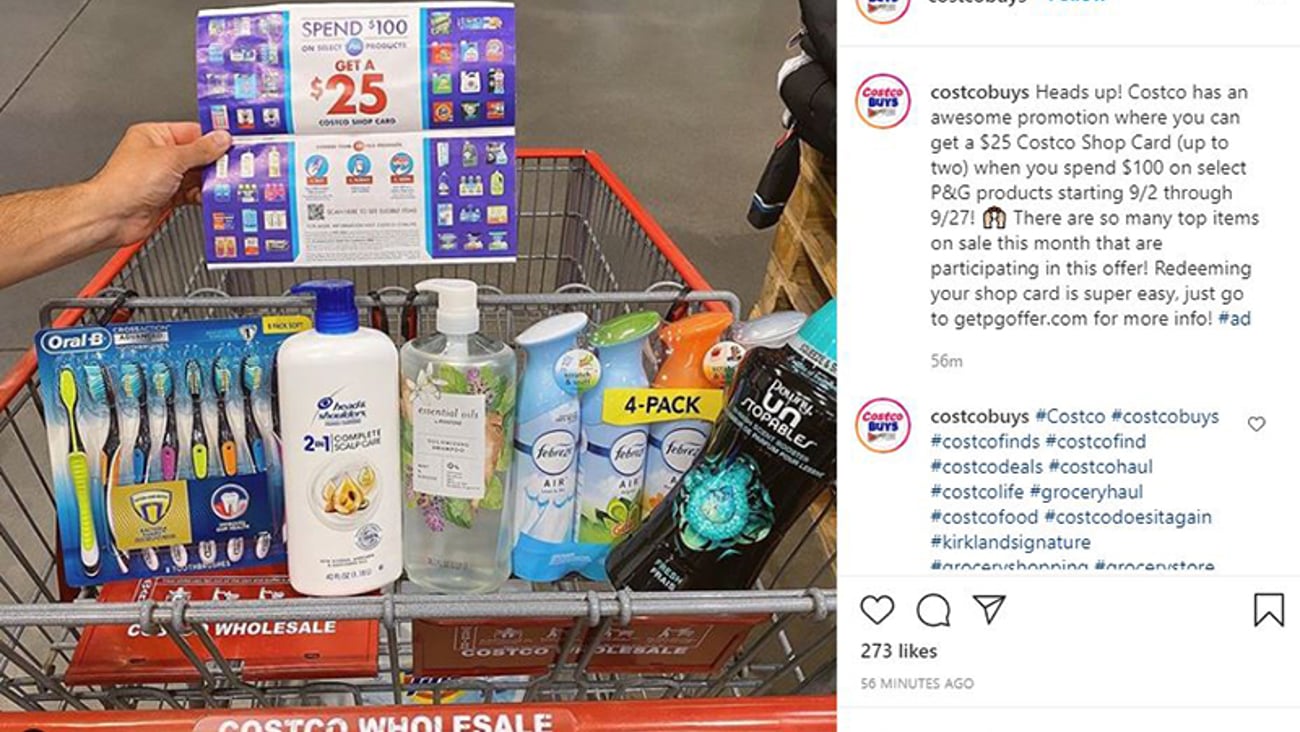 Costco P&G Sponsored Instagram Update