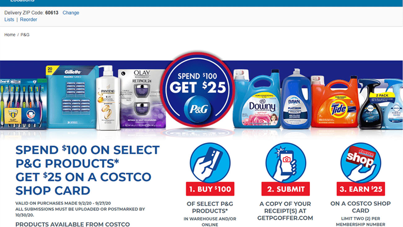 Costco P&G 'Spend $100' Shop