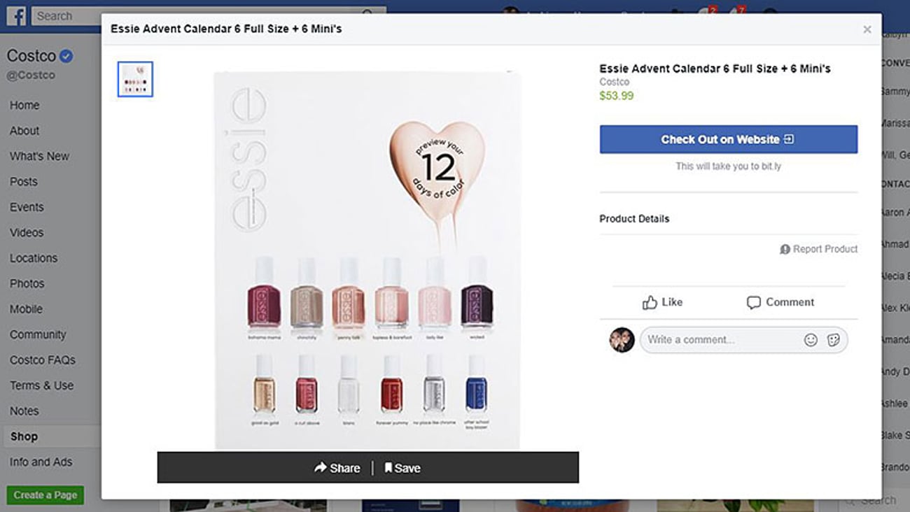 Costco Essie Facebook E-Commerce Ad