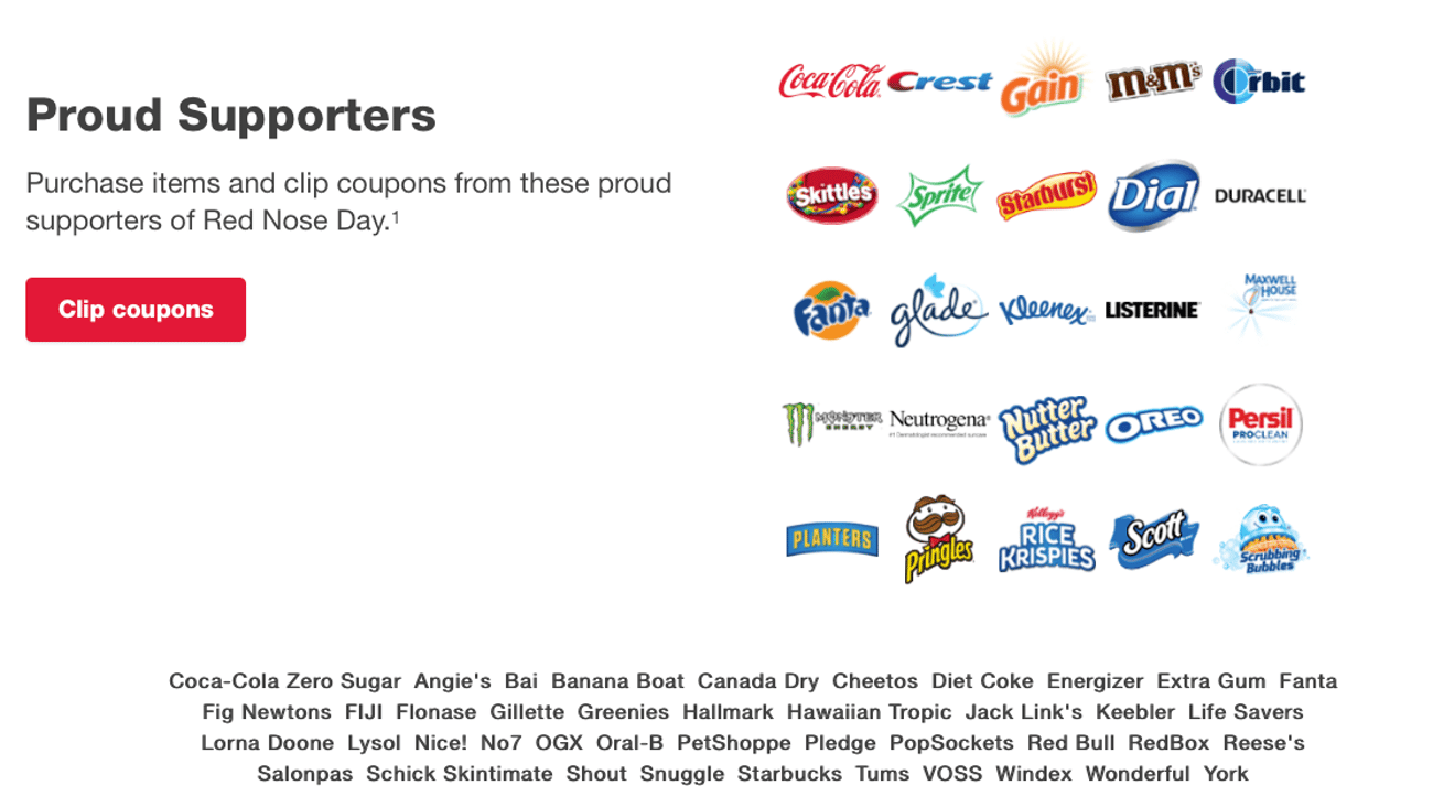 Walgreens Red Nose Day 'Proud Supporters' List