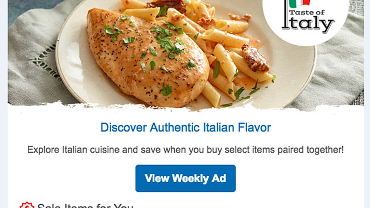 Kroger 'Discover Authentic Italian Flavor' Email Ad